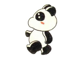 大熊貓色鉛筆簡筆畫作品