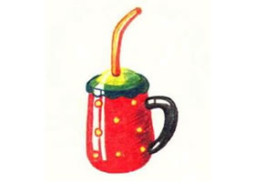 吸管杯色鉛筆簡(jiǎn)筆畫(huà)