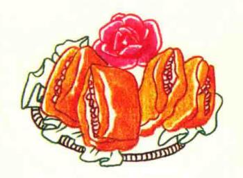 肉夾饃色鉛筆簡(jiǎn)筆畫(huà)畫(huà)法步驟04