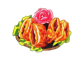 肉夾饃色鉛筆簡筆畫
