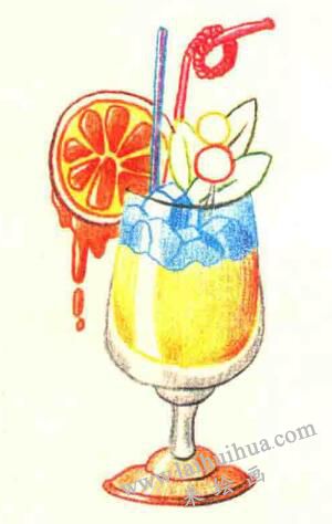 酒水飲料色鉛筆簡筆畫畫法步驟05
