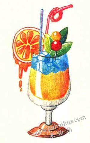 酒水飲料色鉛筆簡筆畫畫法步驟06