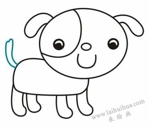 可愛(ài)的小狗兒童簡(jiǎn)筆畫(huà)步驟07