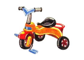 兒童三輪車色鉛筆簡筆畫
