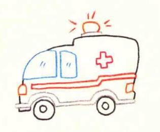 救護(hù)車的色鉛筆簡(jiǎn)筆畫(huà)畫(huà)法步驟02