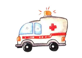 救護車色鉛筆簡筆畫