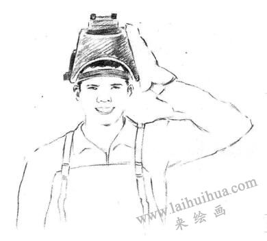 電焊工素描畫法步驟02