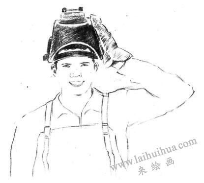 電焊工素描畫法步驟03