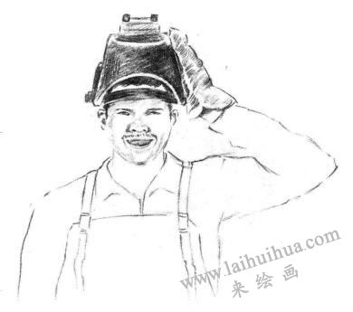 電焊工素描畫法步驟04