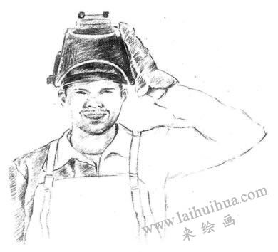 電焊工素描畫法步驟05