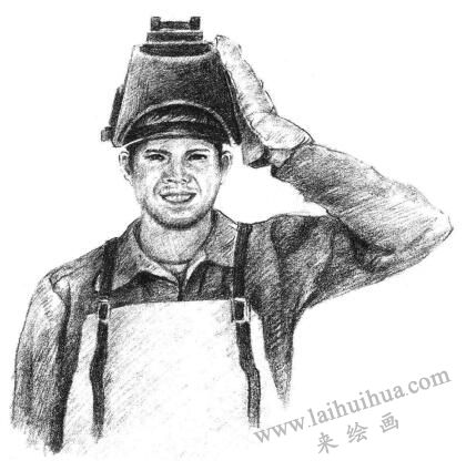 電焊工素描畫法步驟08