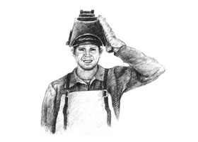 電焊工素描畫法步驟