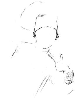 笑容滿面的廚師素描畫法步驟02