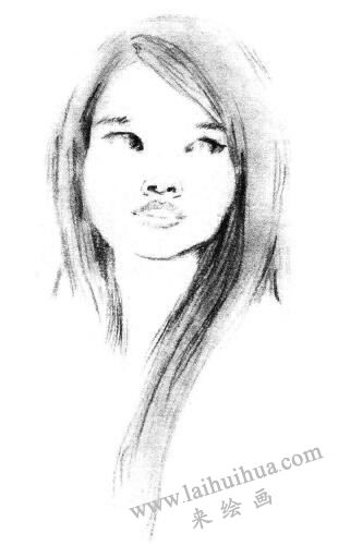 溫柔的女人素描畫法步驟03