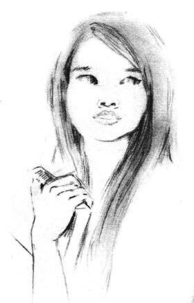 溫柔的女人素描畫法步驟04