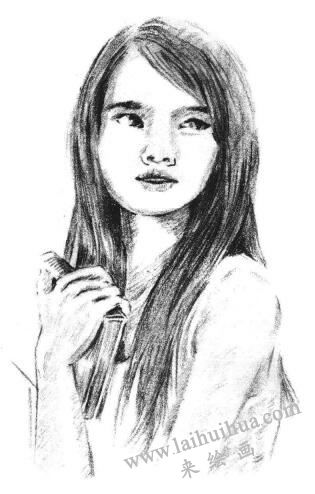 溫柔的女人素描畫法步驟09
