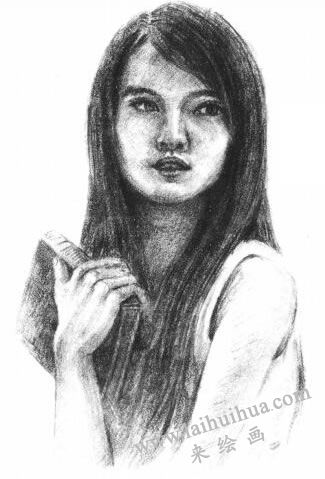 溫柔的女人素描畫法步驟12