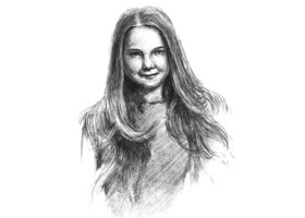 長發(fā)少女素描畫法步驟