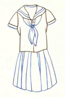 校服的色鉛筆簡(jiǎn)筆畫(huà)畫(huà)法步驟02