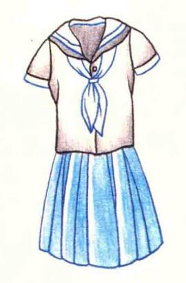 校服色鉛筆簡(jiǎn)筆畫(huà)畫(huà)法步驟04