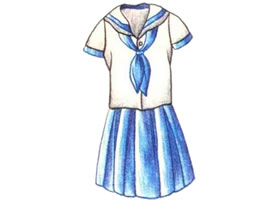校服色鉛筆簡筆畫
