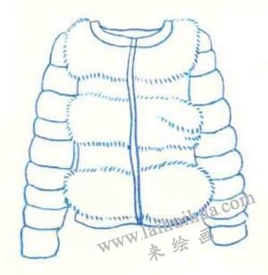 羽絨服的色鉛筆簡筆畫畫法步驟02