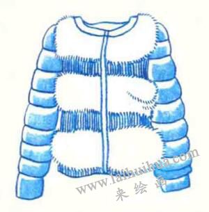 羽絨服色鉛筆簡筆畫畫法步驟04