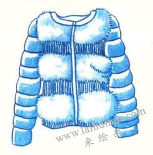 羽絨服色鉛筆簡筆畫畫法步驟05