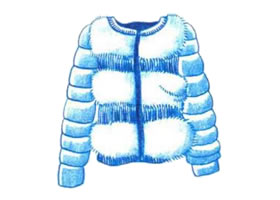 羽絨服色鉛筆簡筆畫
