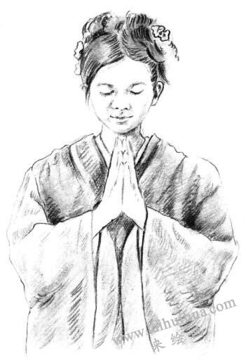 甜美的女孩素描畫法步驟10