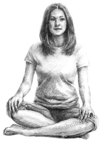瑜伽女生素描畫(huà)法步驟09