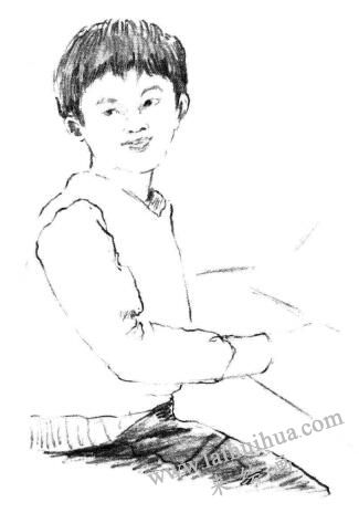 鋼琴少年素描畫法步驟04