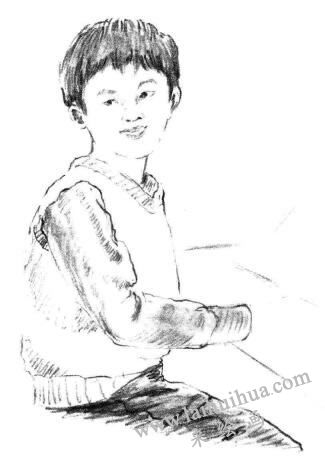 鋼琴少年素描畫法步驟05