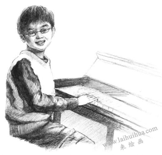 鋼琴少年素描畫法步驟10