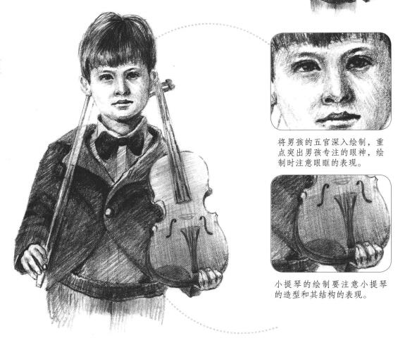拉提琴的男孩素描畫法步驟