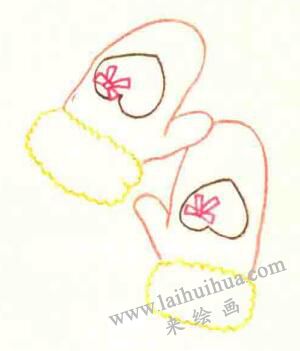 手套的色鉛筆簡(jiǎn)筆畫(huà)畫(huà)法步驟02