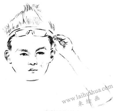 帥氣的少年素描畫法步驟04