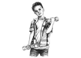 玩啞鈴的男孩素描畫法步驟