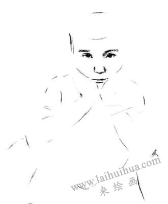 羞澀的男孩素描畫(huà)法步驟02