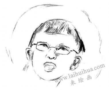 游泳的小女孩素描畫法步驟03