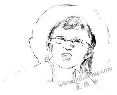 游泳的小女孩素描畫法步驟04