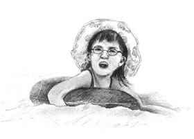 游泳的小女孩素描畫法步驟