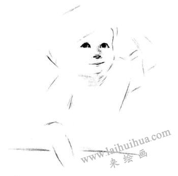 戴帽子的小男孩素描畫法步驟02