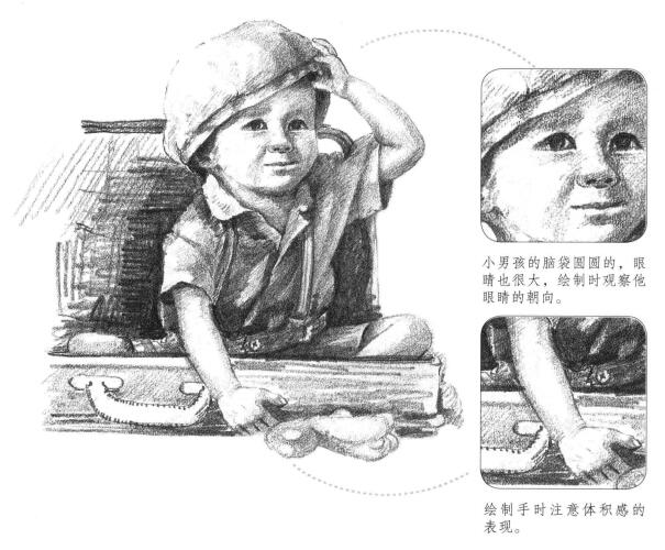 戴帽子的小男孩素描畫法步驟