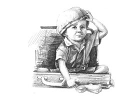 戴帽子的小男孩素描畫法步驟