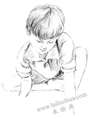 畫畫的男孩素描畫法步驟04