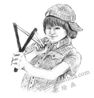 調(diào)皮的男孩素描畫法步驟07