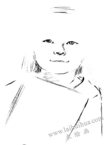 戴眼鏡的小女孩素描畫法步驟02
