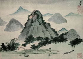 姚綬《溪橋泊舟圖》賞析