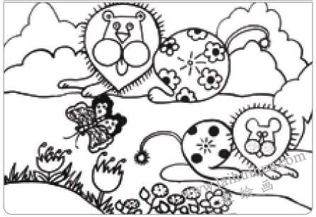 獅子王油棒畫畫法步驟01